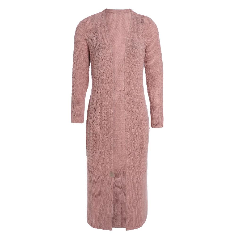 Knit Factory Gina Lang Gebreid Vest Oud Roze - 40/42 - Met Steekzakken