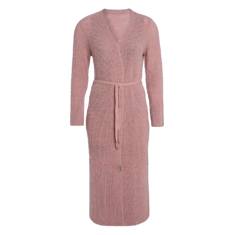 knit factory Gina Lang Gebreid Vest Oud Roze - 40/42 - Met steekzakken