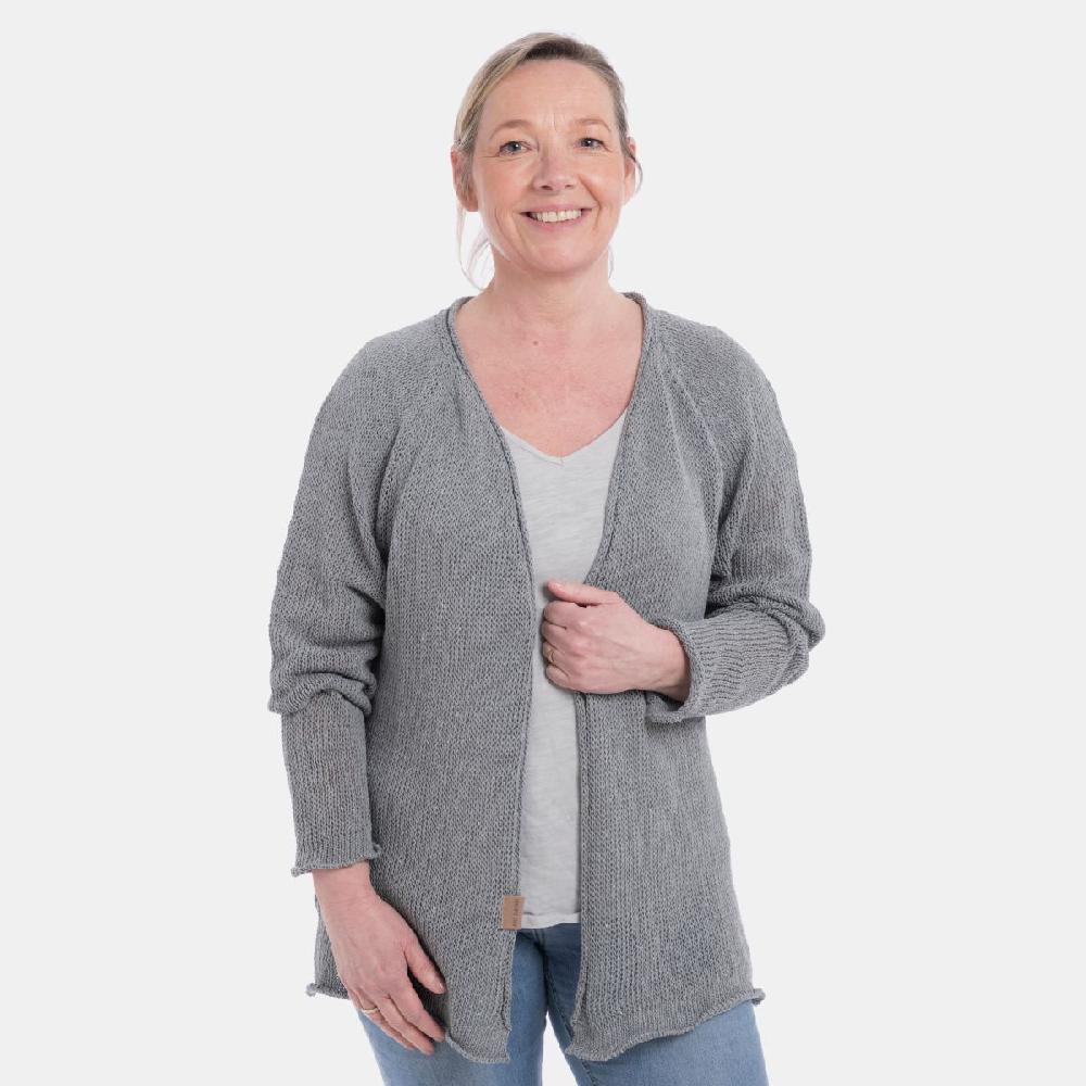 Knit Factory Jasmin Kort Gebreid Vest Licht Grijs - 36/38