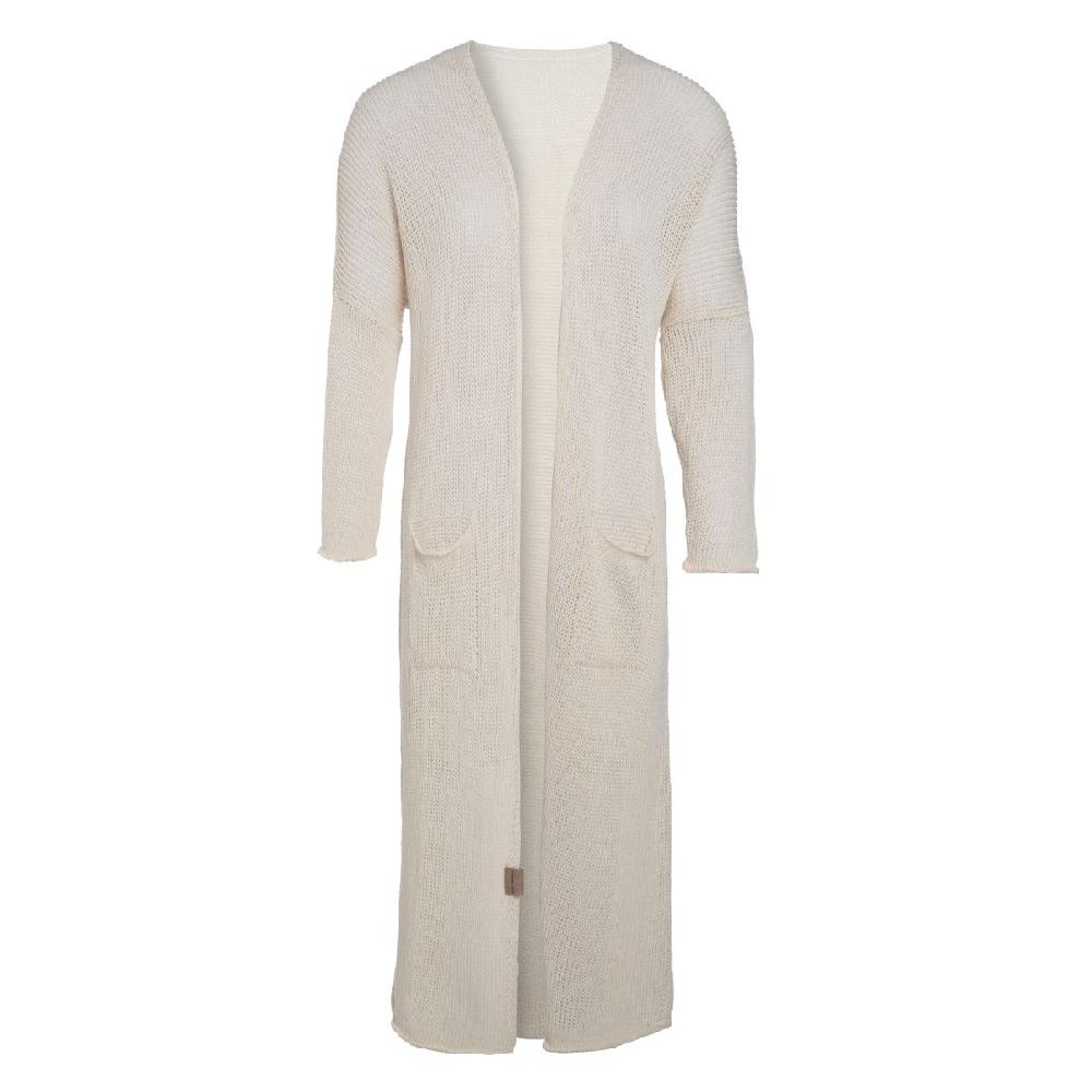 knit factory Jasmin Lang Gebreid Vest Beige - 40/42 - Met steekzakken