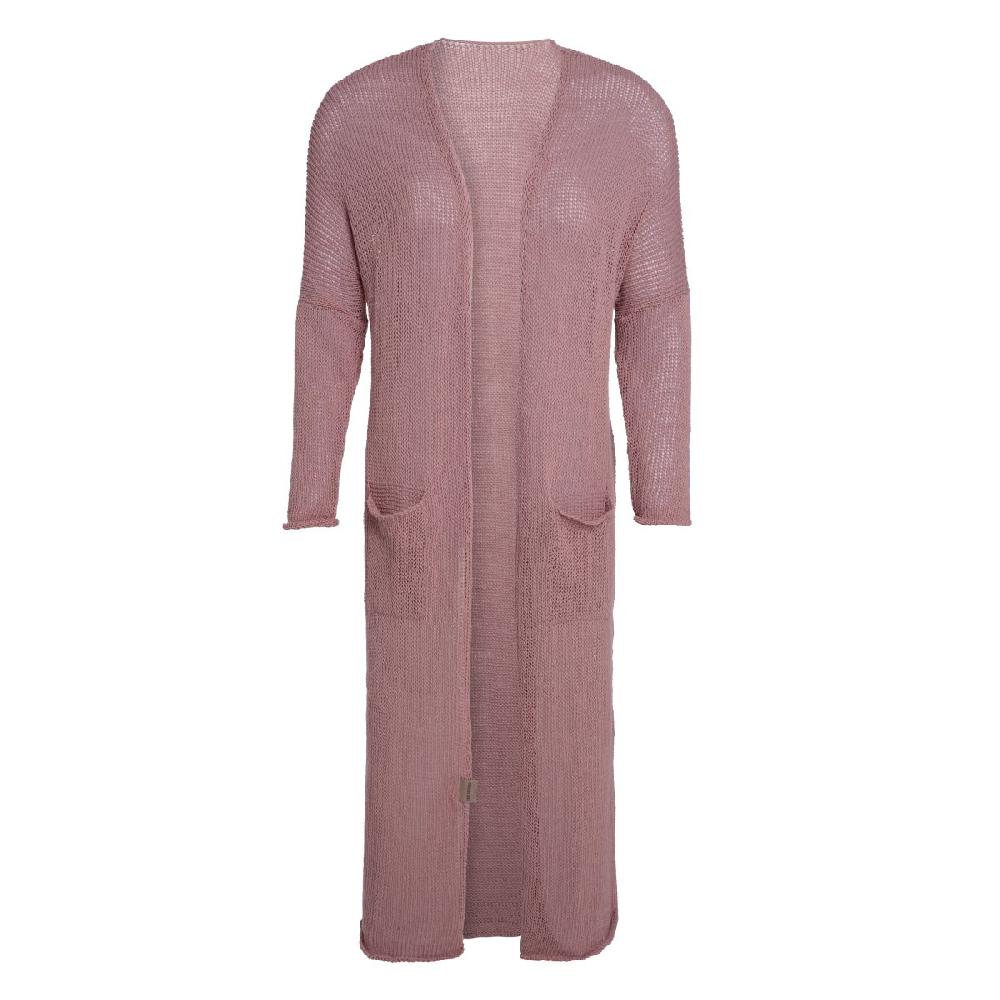 knit factory Jasmin Lang Gebreid Vest Oud Roze - 40/42 - Met steekzakken