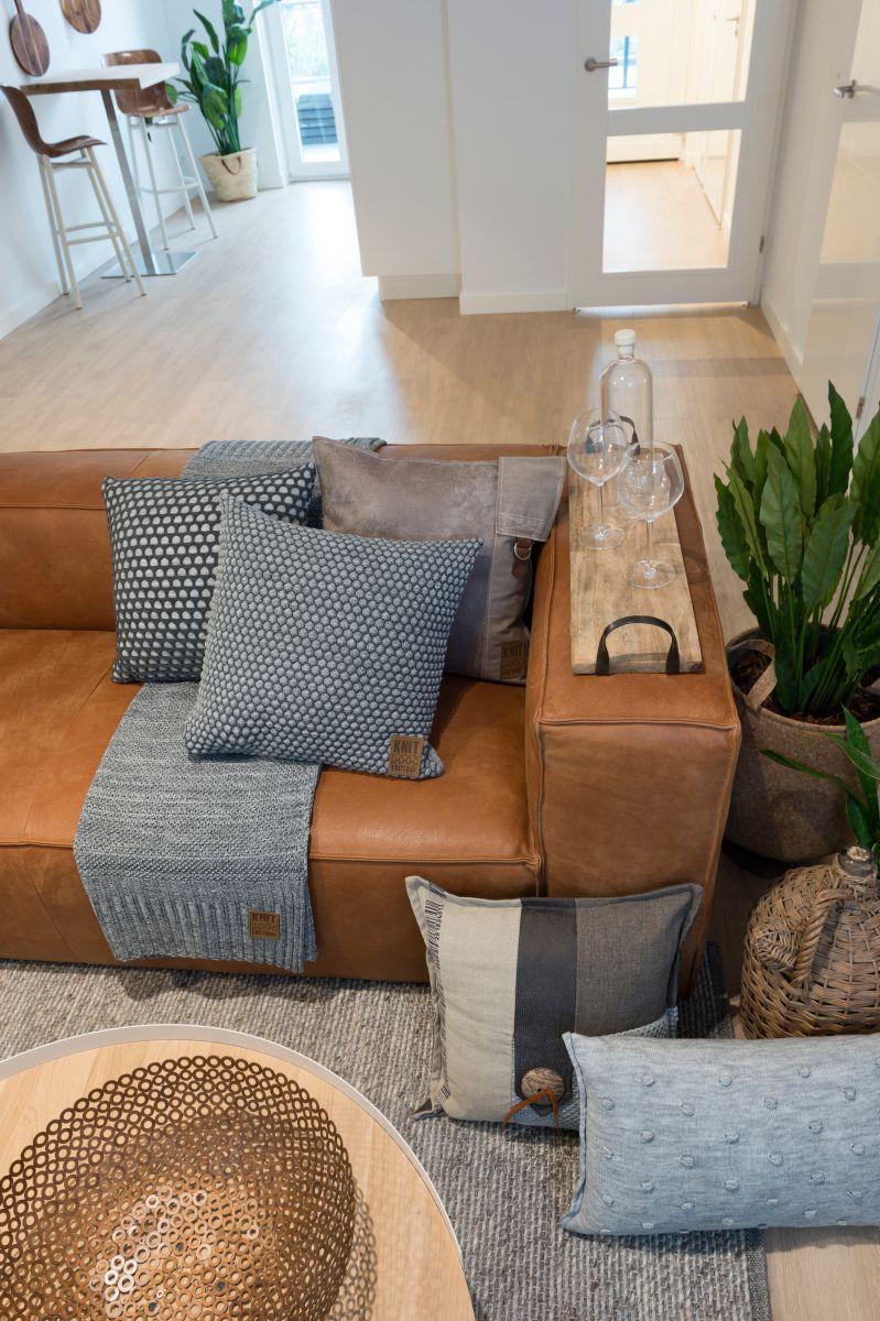 Knit Factory Juul Kussen Antraciet/Licht Grijs - 50x50