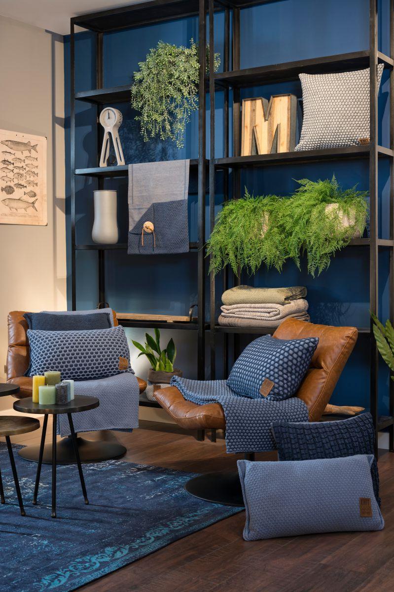 Knit Factory Juul Kussen Antraciet/Licht Grijs - 50x50