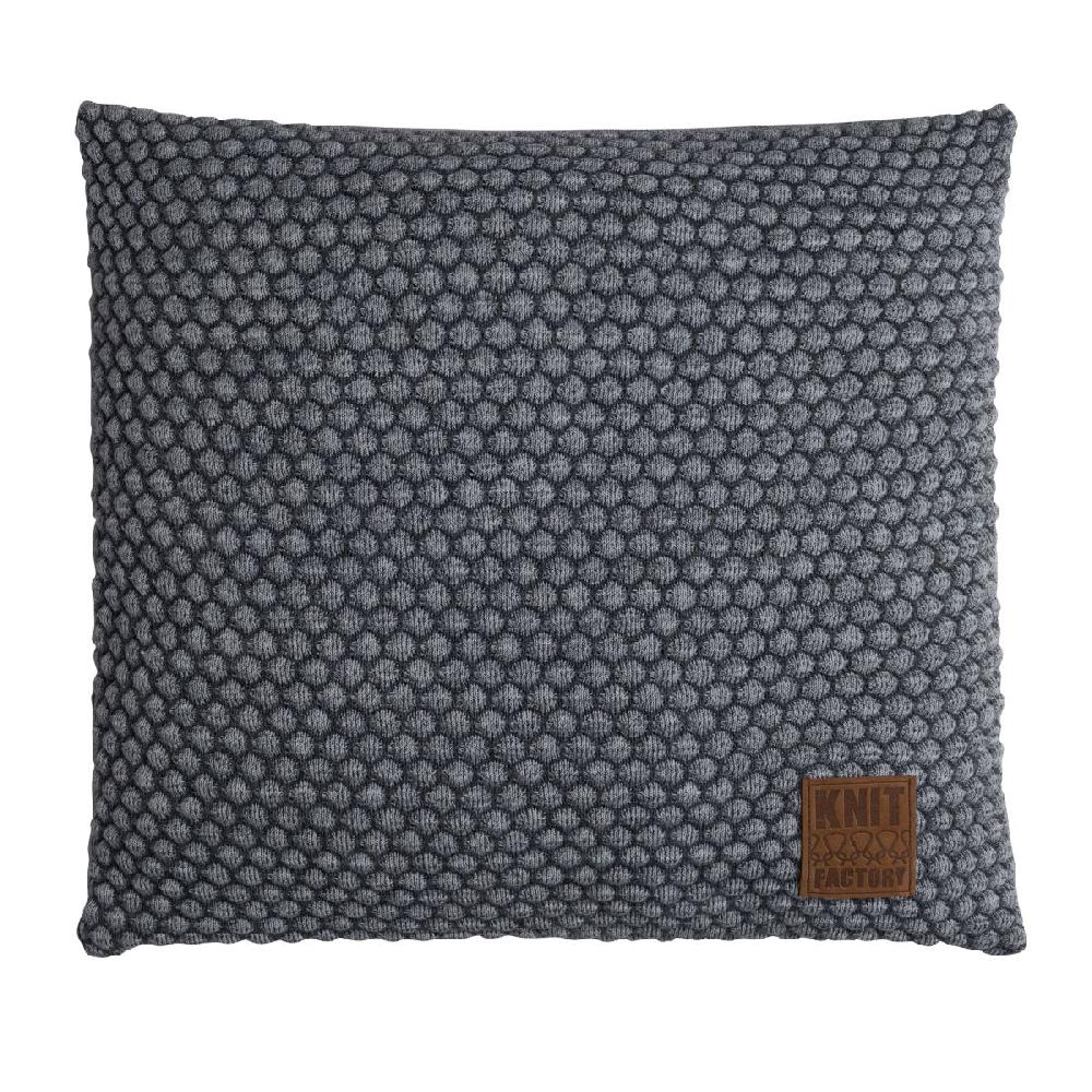 knit factory Juul Kussen Antraciet/Licht Grijs - 50x50