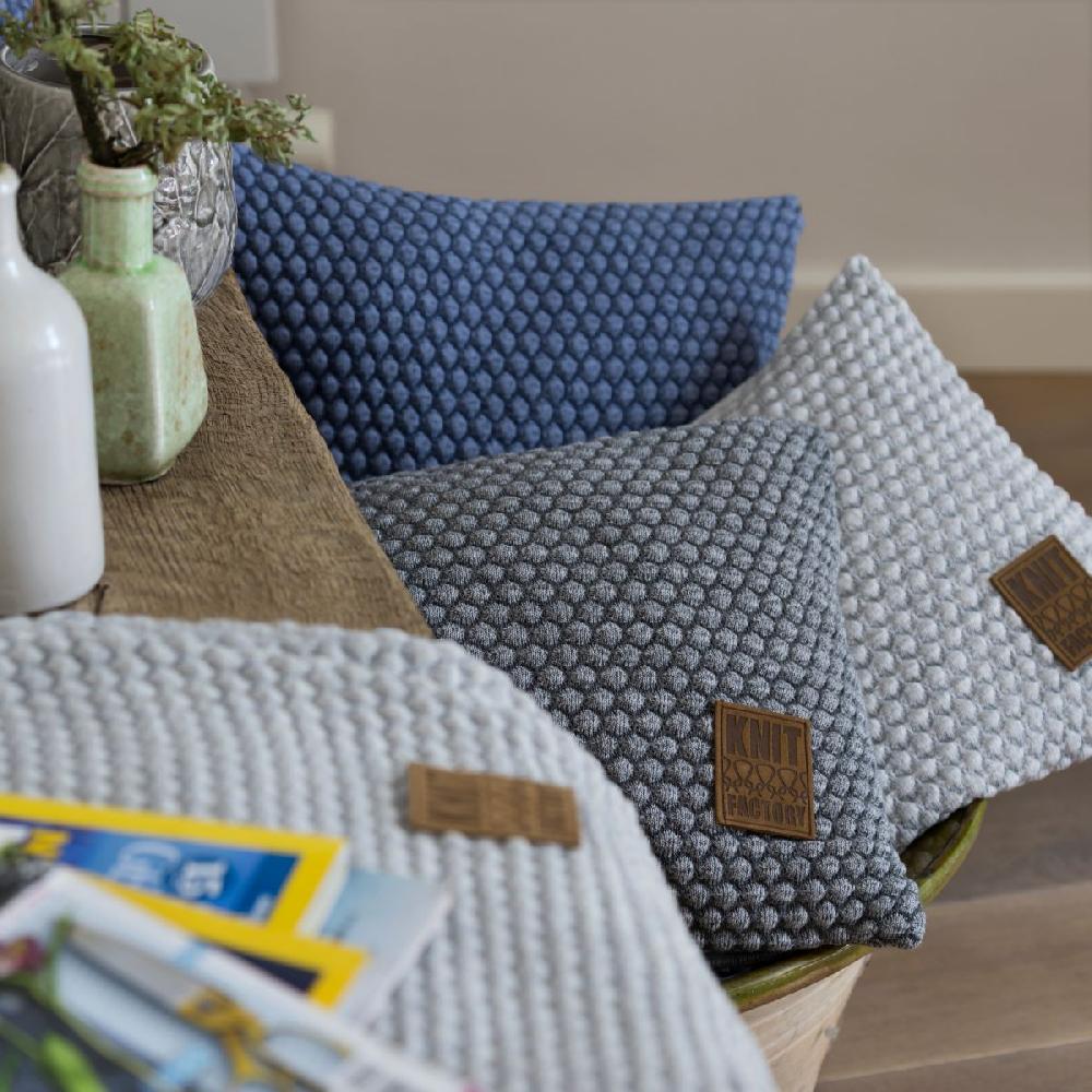 Knit Factory Juul Kussen Antraciet/Licht Grijs - 60x40