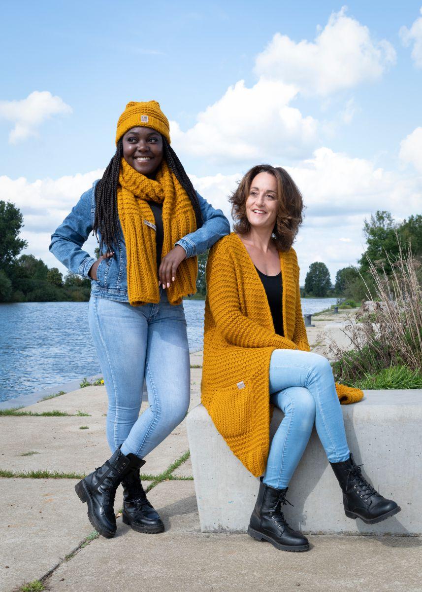 Knit Factory Alex Lang Gebreid Vest Oker - 40/42