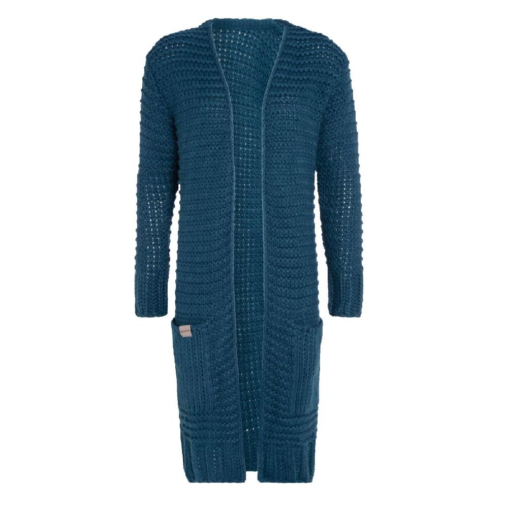 knit factory Alex Lang Gebreid Vest Petrol - 40/42