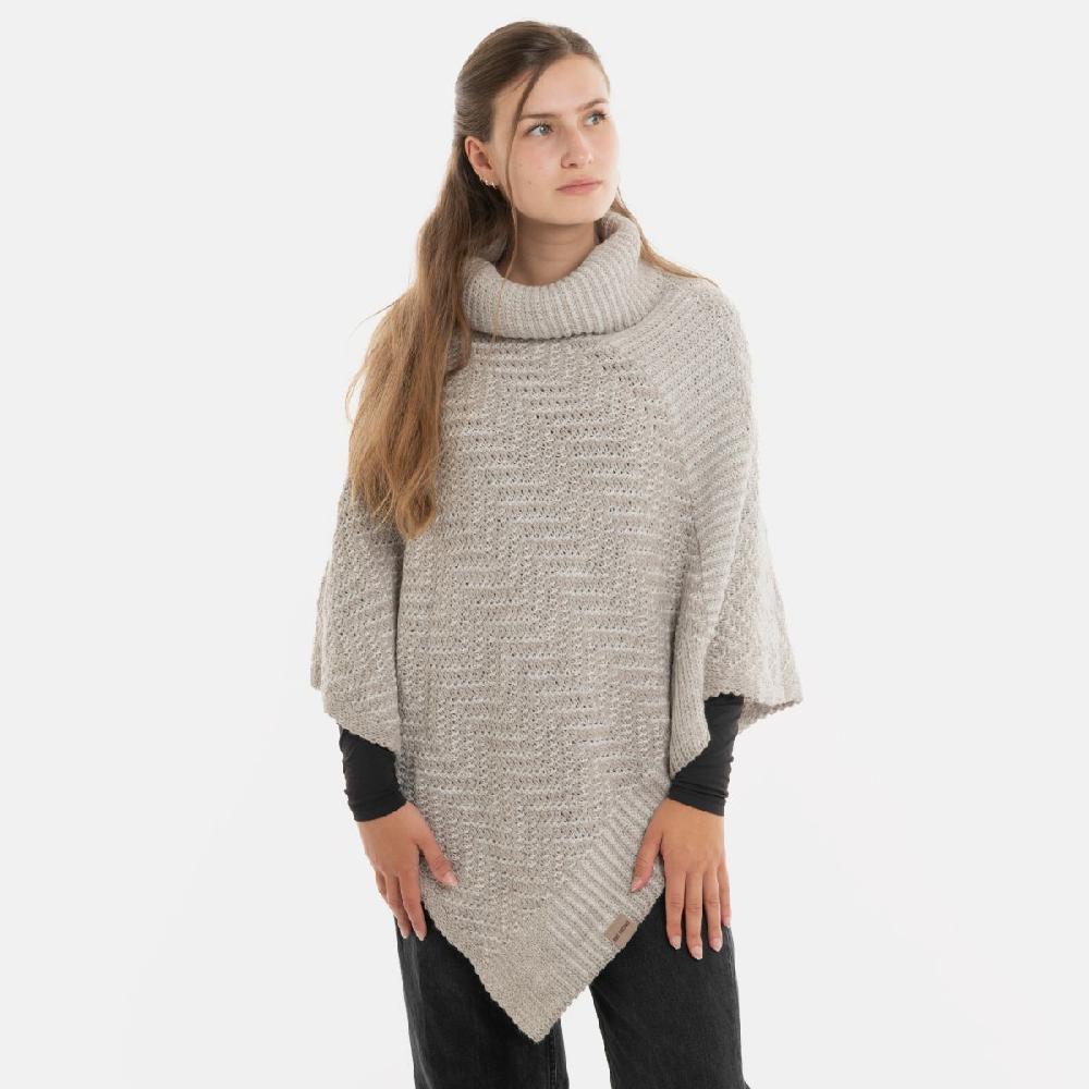 Knit Factory Amber Gebreide Poncho Iced Clay/Beige