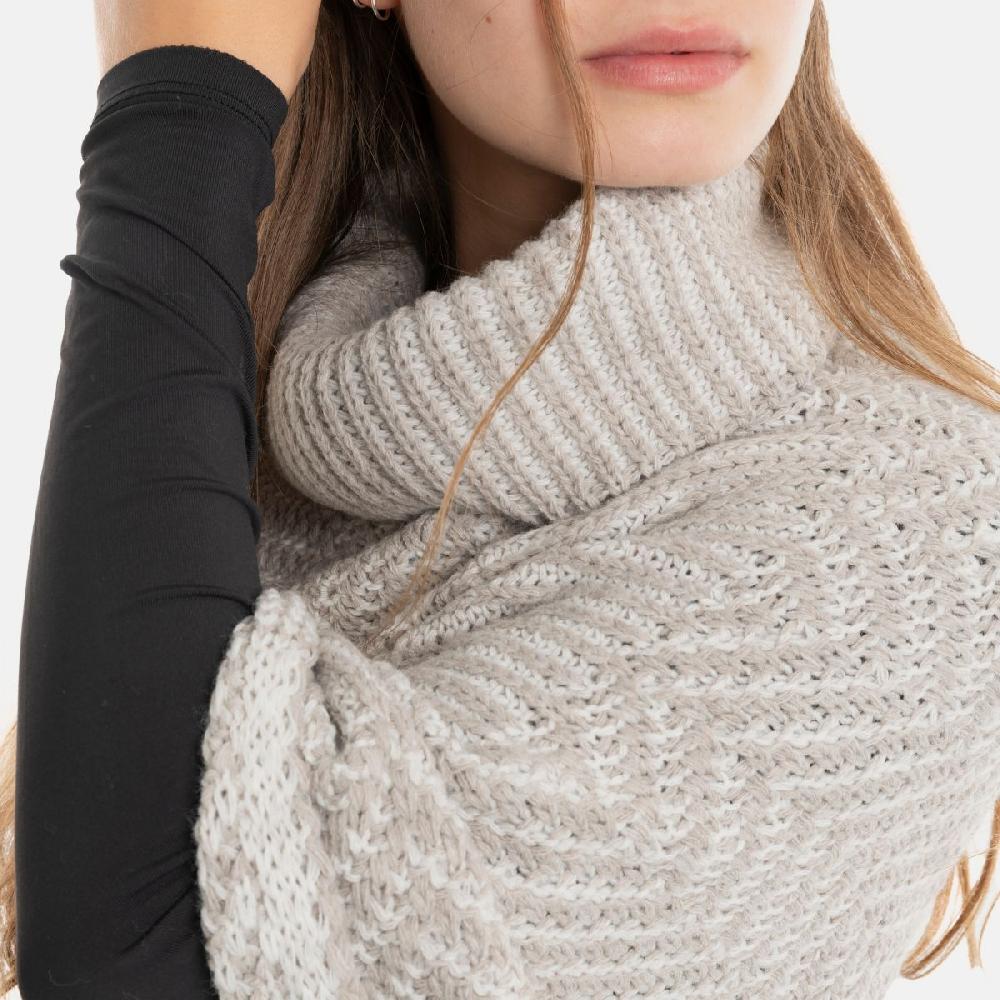 Knit Factory Amber Gebreide Poncho Iced Clay/Beige