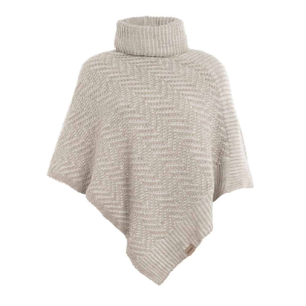 knit factory Amber Gebreide Poncho Iced Clay/Beige
