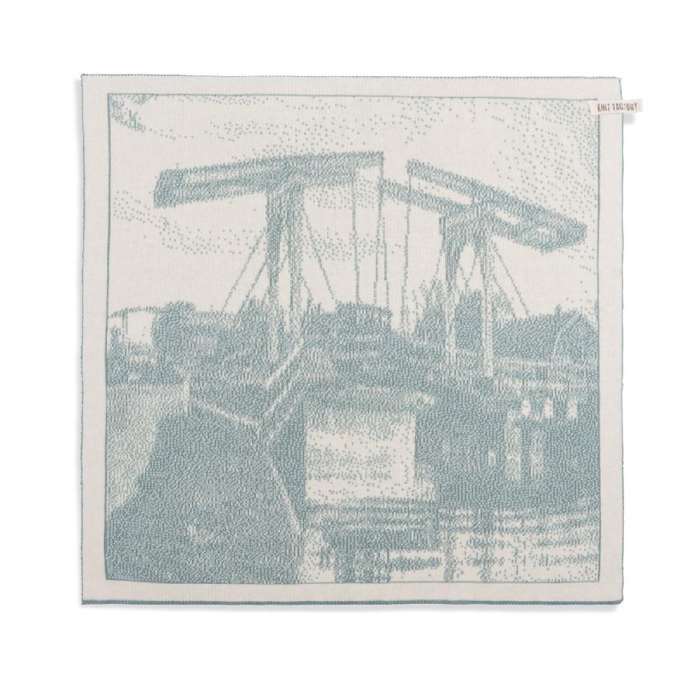 knit factory Brug Keukendoek Ecru/Stone Green