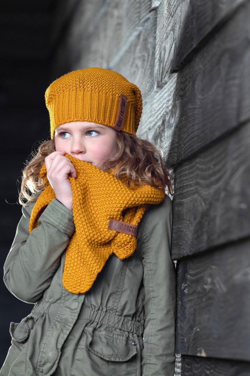 Knit Factory Coco Omslagdoek Junior Oker