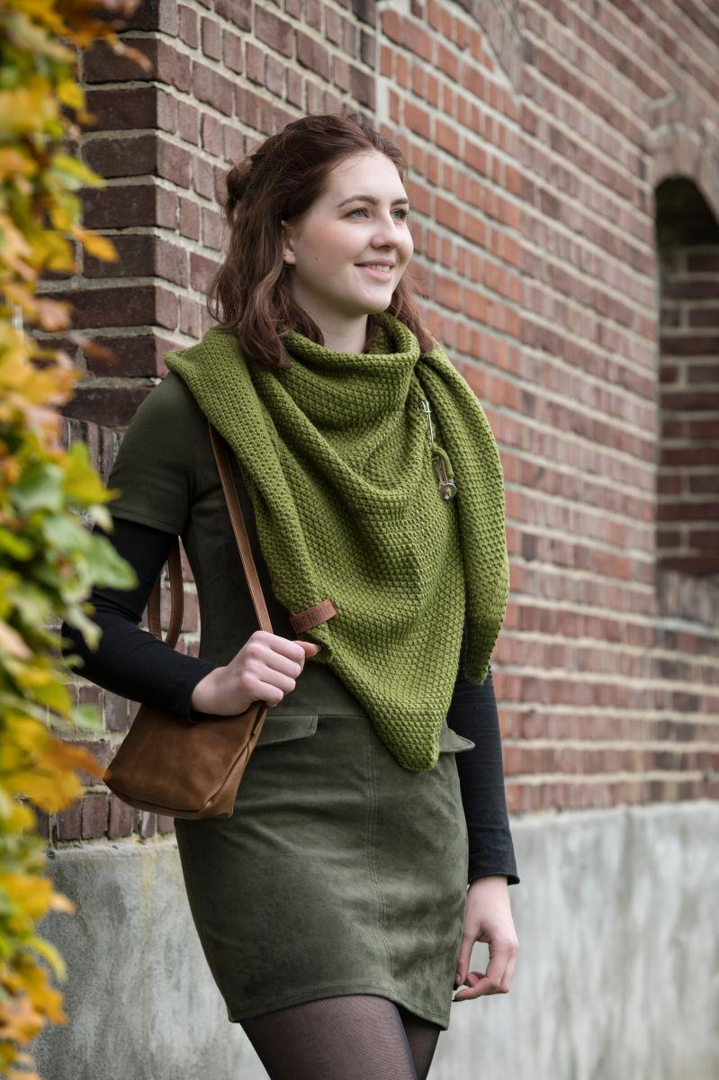 Knit Factory Coco Omslagdoek Mosgroen