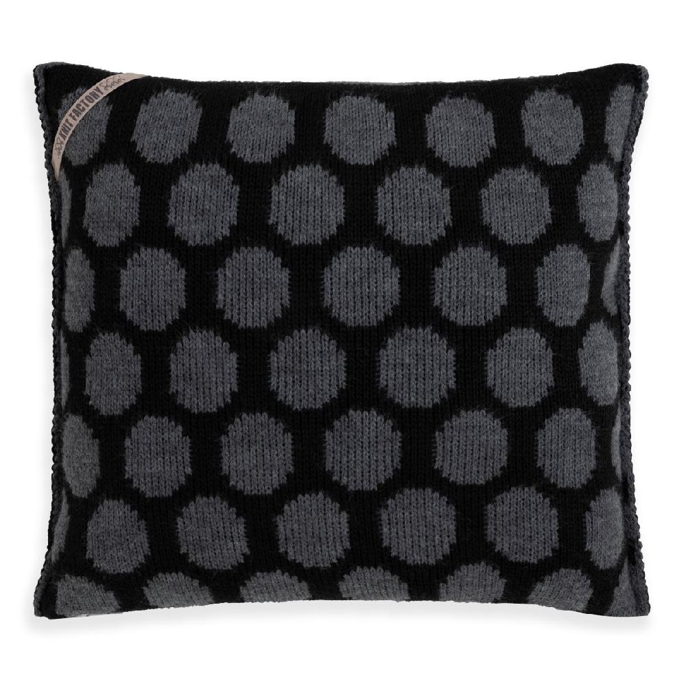 knit factory Cody Kussen Zwart/Antraciet - 50x50