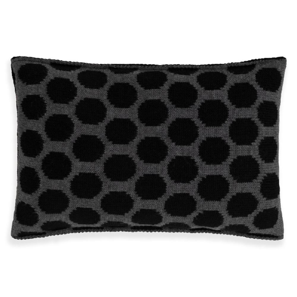 Knit Factory Cody Kussen Zwart/Antraciet - 60x40