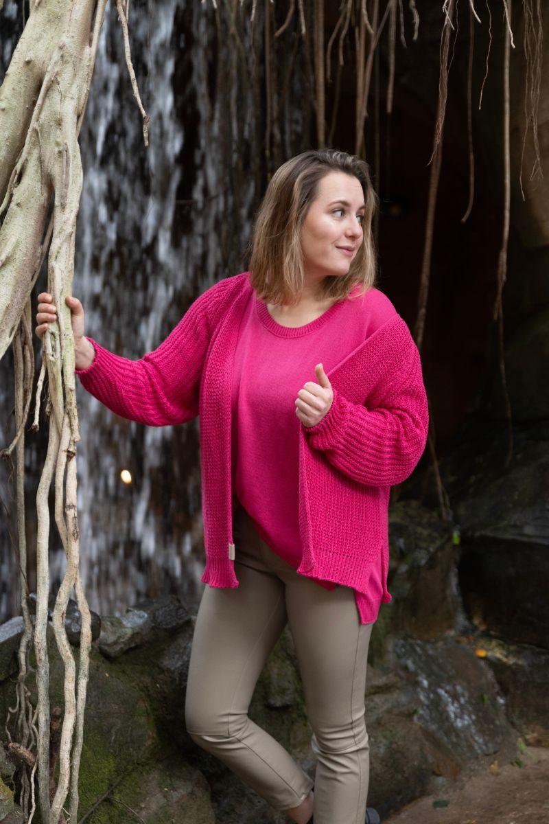 Knit Factory Daisy Kort Gebreid Vest Fuchsia - 36/38