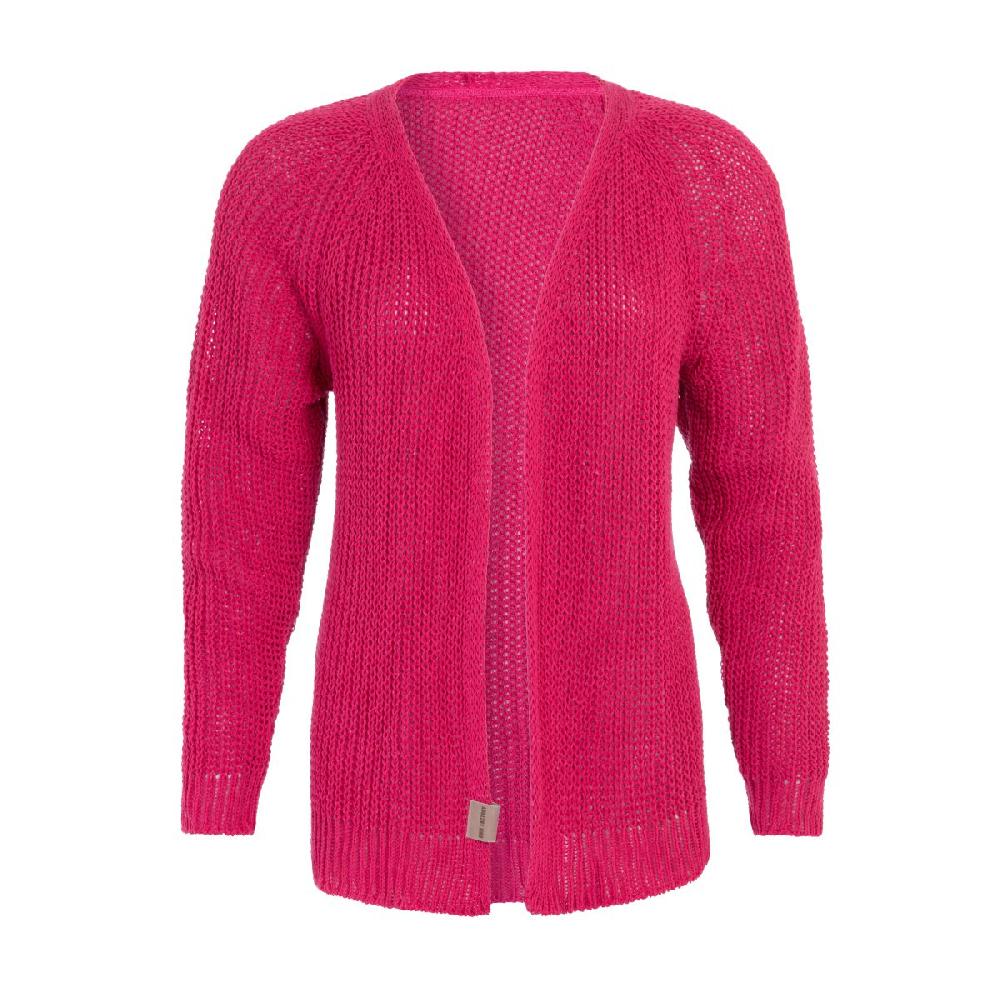knit factory Daisy Kort Gebreid Vest Fuchsia - 40/42