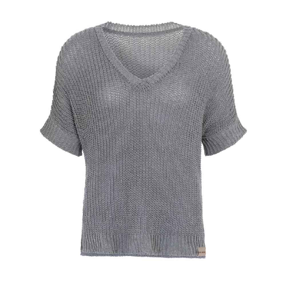 knit factory Daisy V-Hals Trui Licht Grijs - 36/44