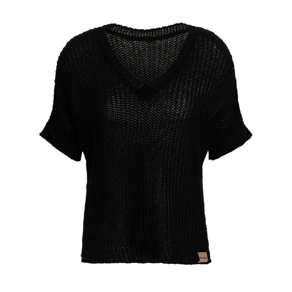 knit factory Daisy V-Hals Trui Zwart - 36/44