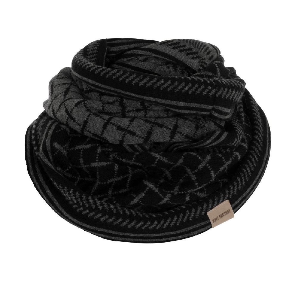 knit factory Dusk Colsjaal Zwart/Antraciet