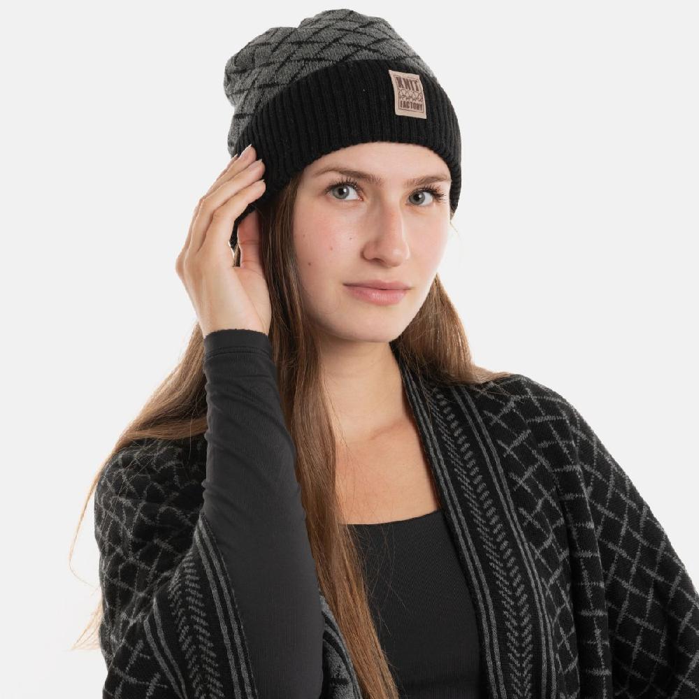 Knit Factory Dusk Muts Zwart/Antraciet