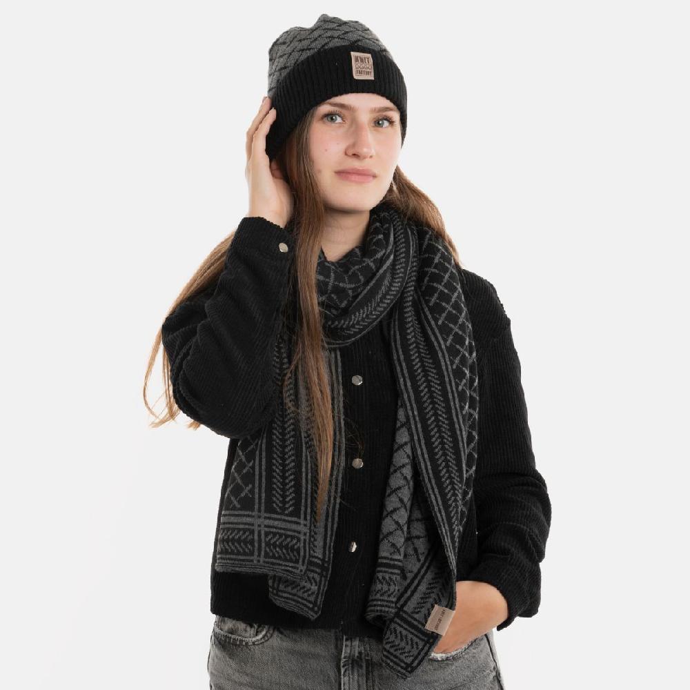 Knit Factory Dusk Muts Zwart/Antraciet