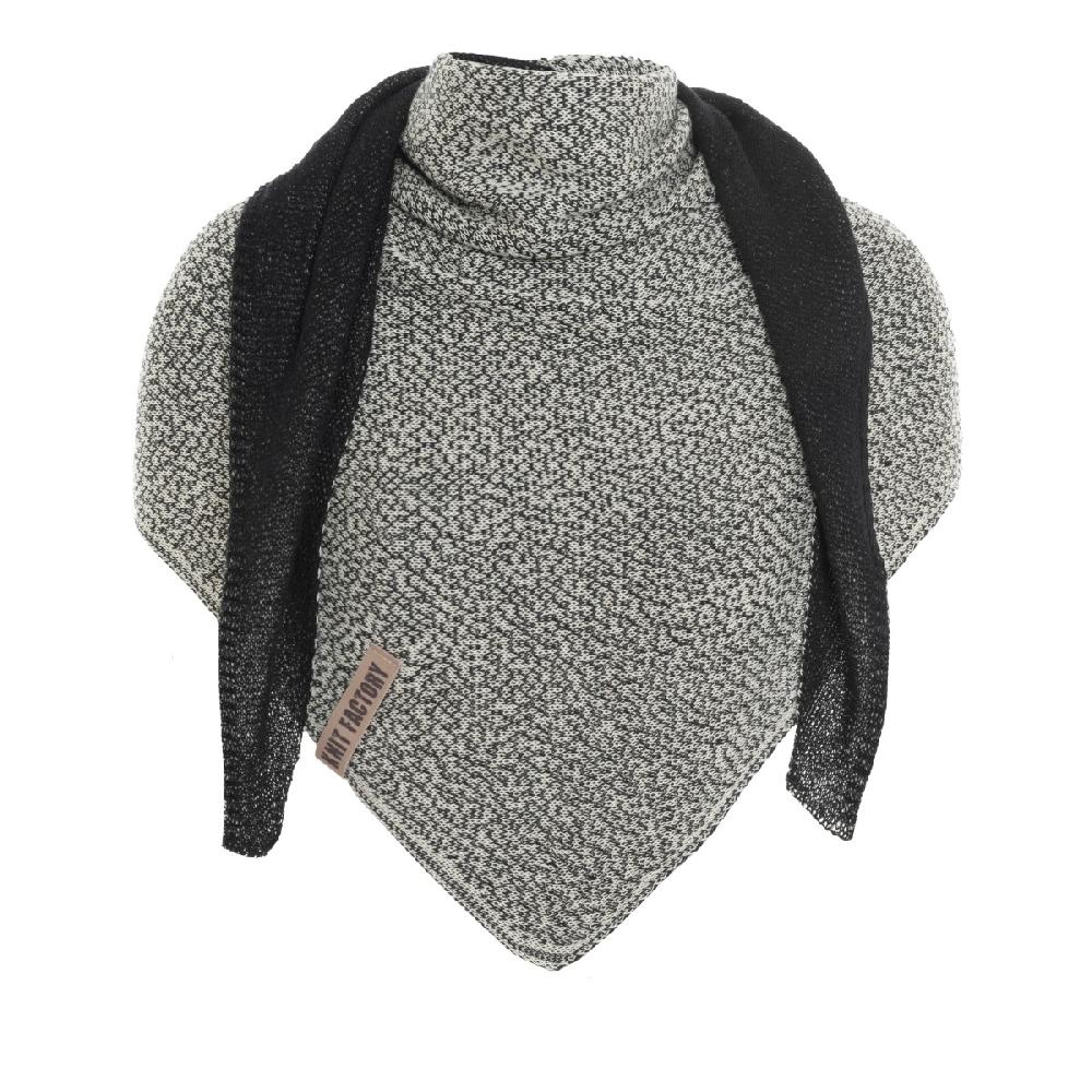 knit factory Ella Omslagdoek Ecru/Zwart