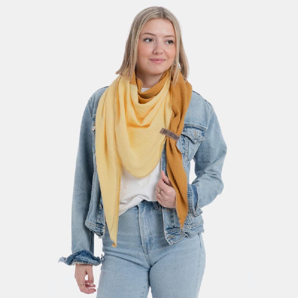 Knit Factory Fay Omslagdoek Oker/Citrus