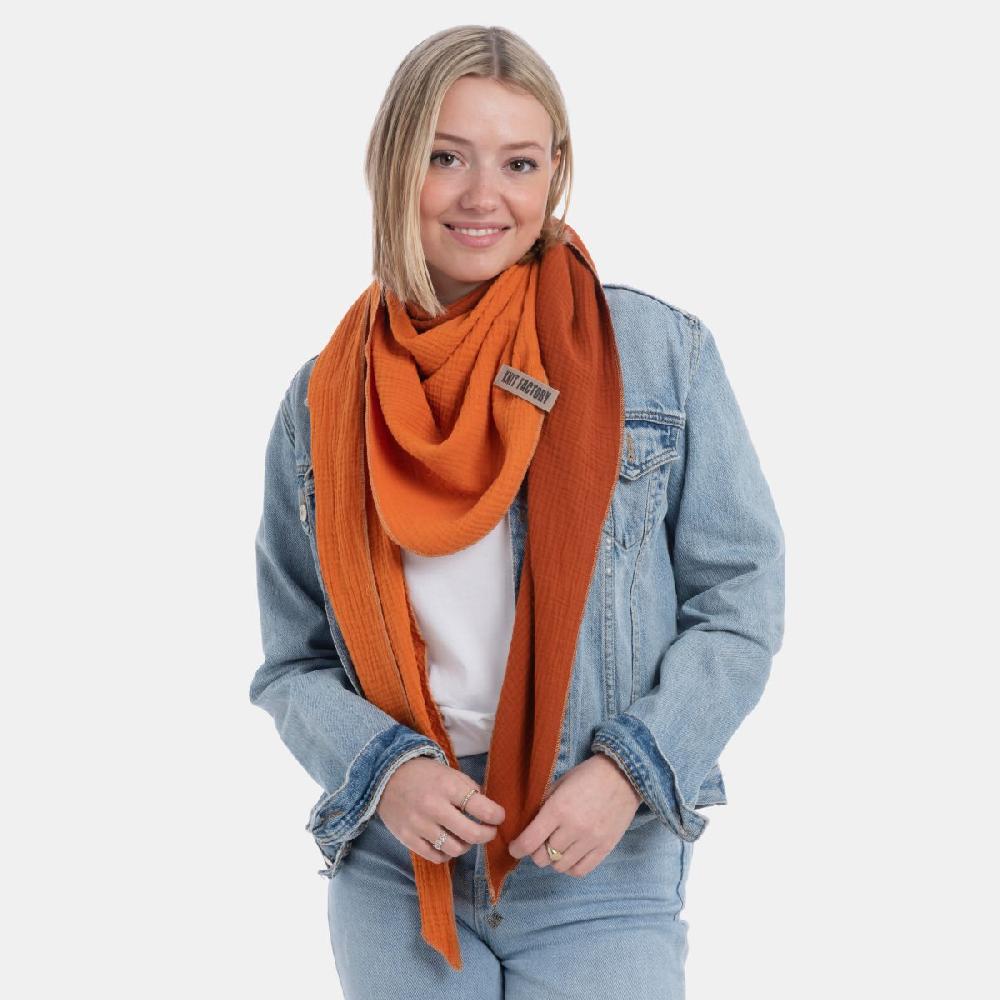 Knit Factory Fay Omslagdoek Terra/Roest