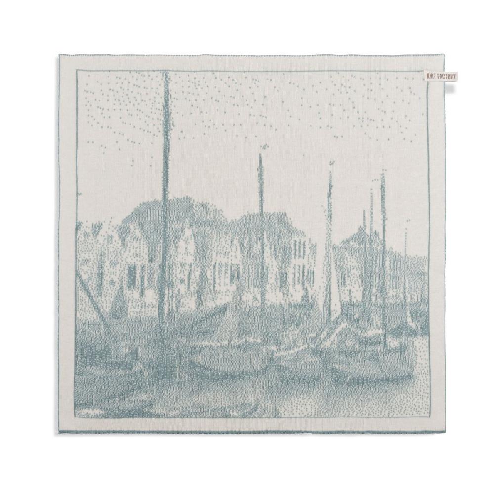 knit factory Haven Keukendoek Ecru/Stone Green