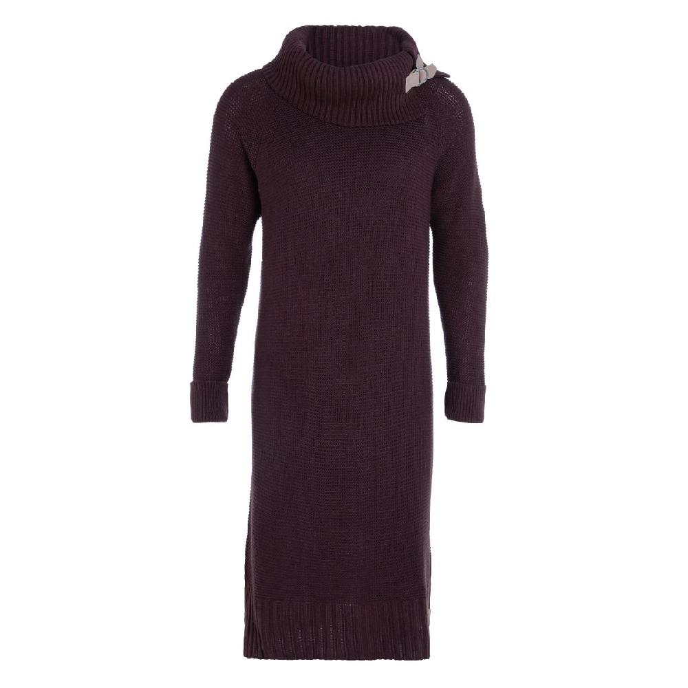 knit factory Jamie Gebreide Jurk Aubergine - 40/42