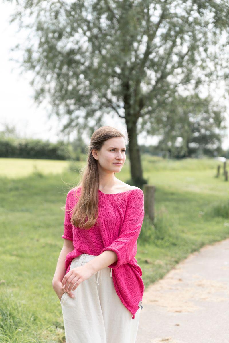 Knit Factory Jasmin V-Hals Trui Fuchsia - 36/44