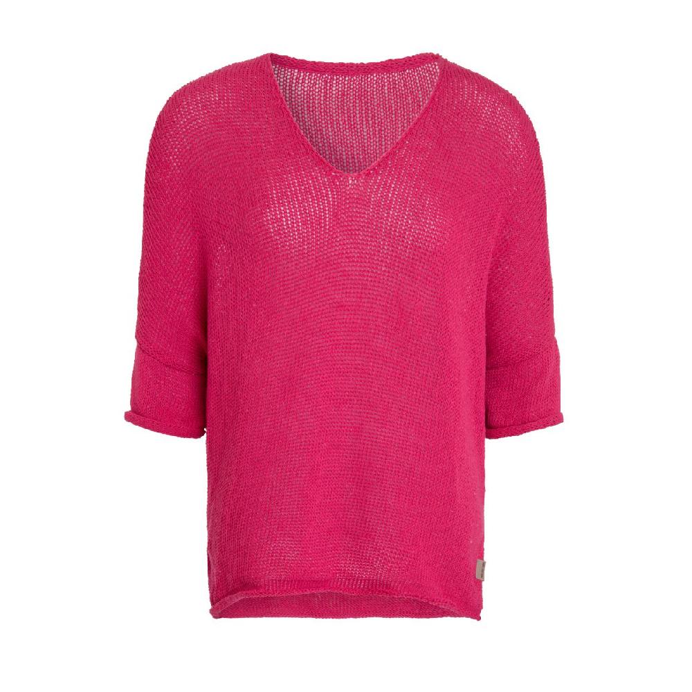 knit factory Jasmin V-Hals Trui Fuchsia - 36/44