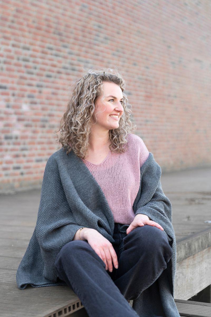 Knit Factory Jasmin V-hals Trui Licht Grijs - 36/44