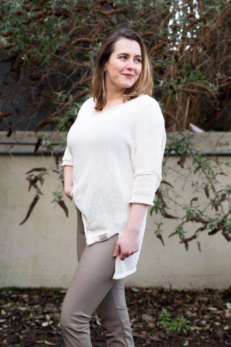 Knit Factory Jasmin V-hals Trui Licht Grijs - 36/44