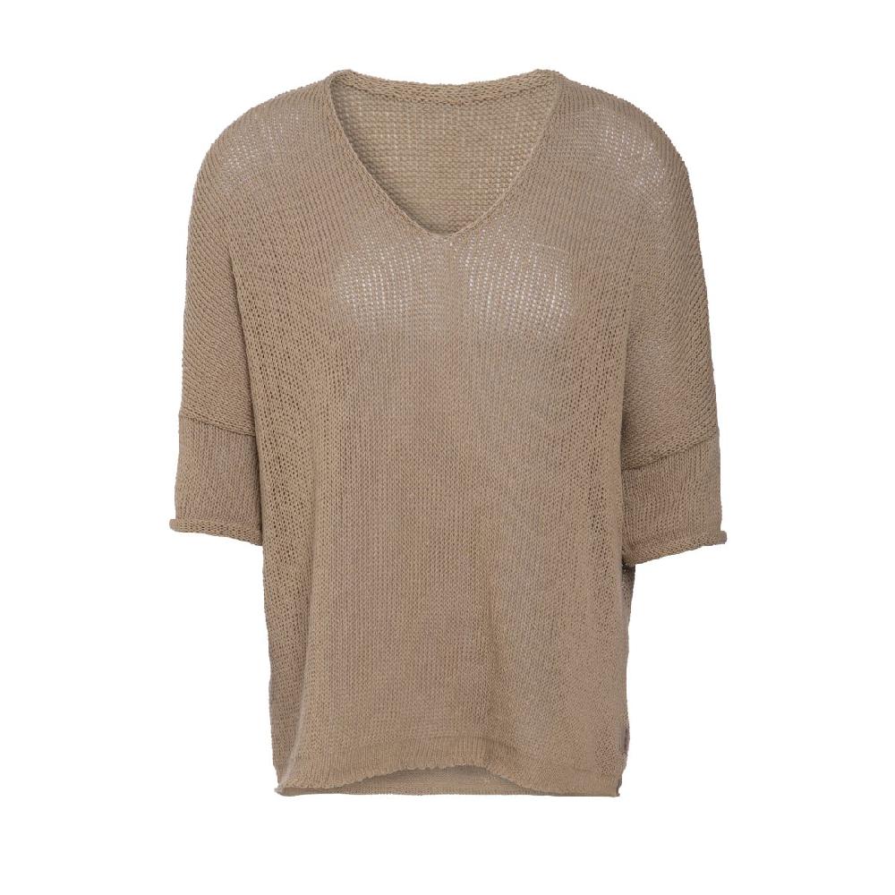 knit factory Jasmin V-hals Trui Linnen - 36/44