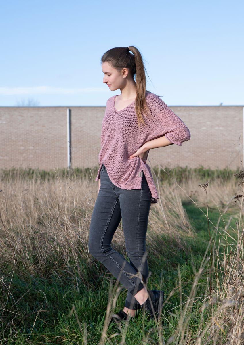 Knit Factory Jasmin V-hals Trui Oud Roze - 36/44