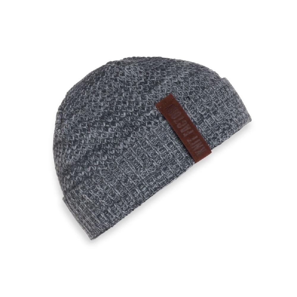 Knit Factory Jazz Beanie Antraciet/Licht Grijs