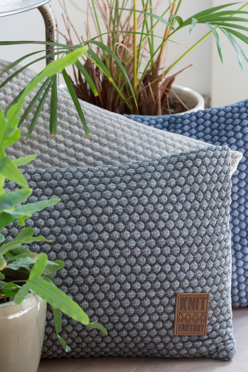 Knit Factory Juul Kussen Licht Grijs/Beige - 50x50