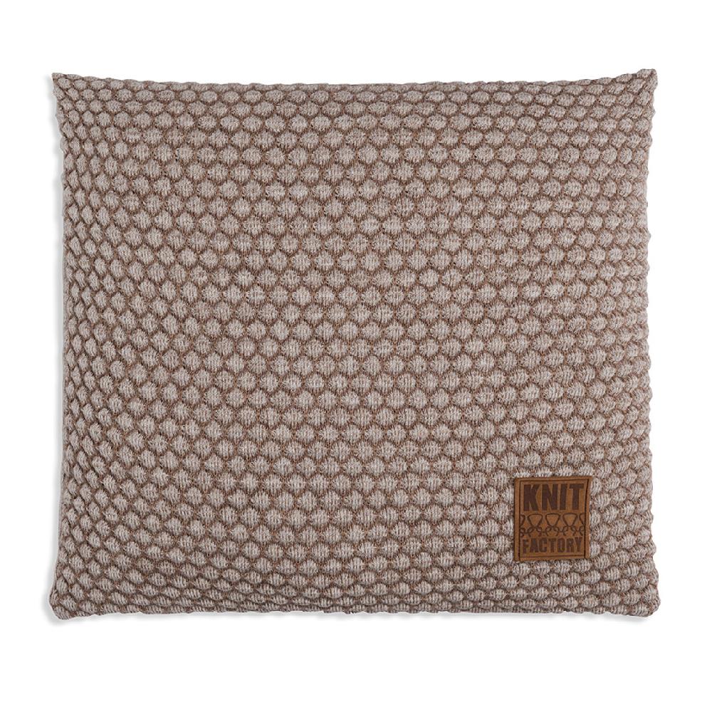 knit factory Juul Kussen Marron/Beige - 50x50