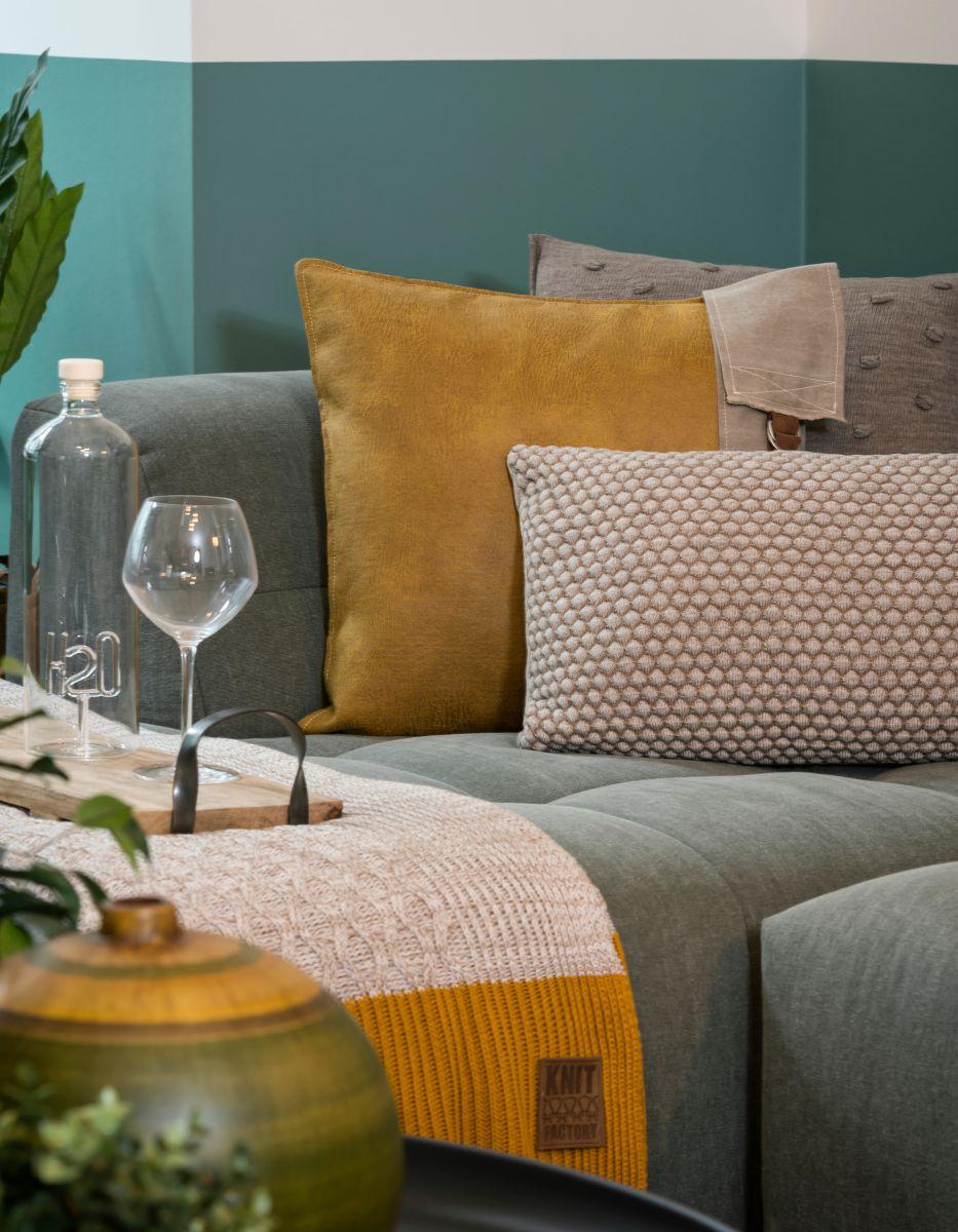 Knit Factory Juul Kussen Marron/Beige - 60x40