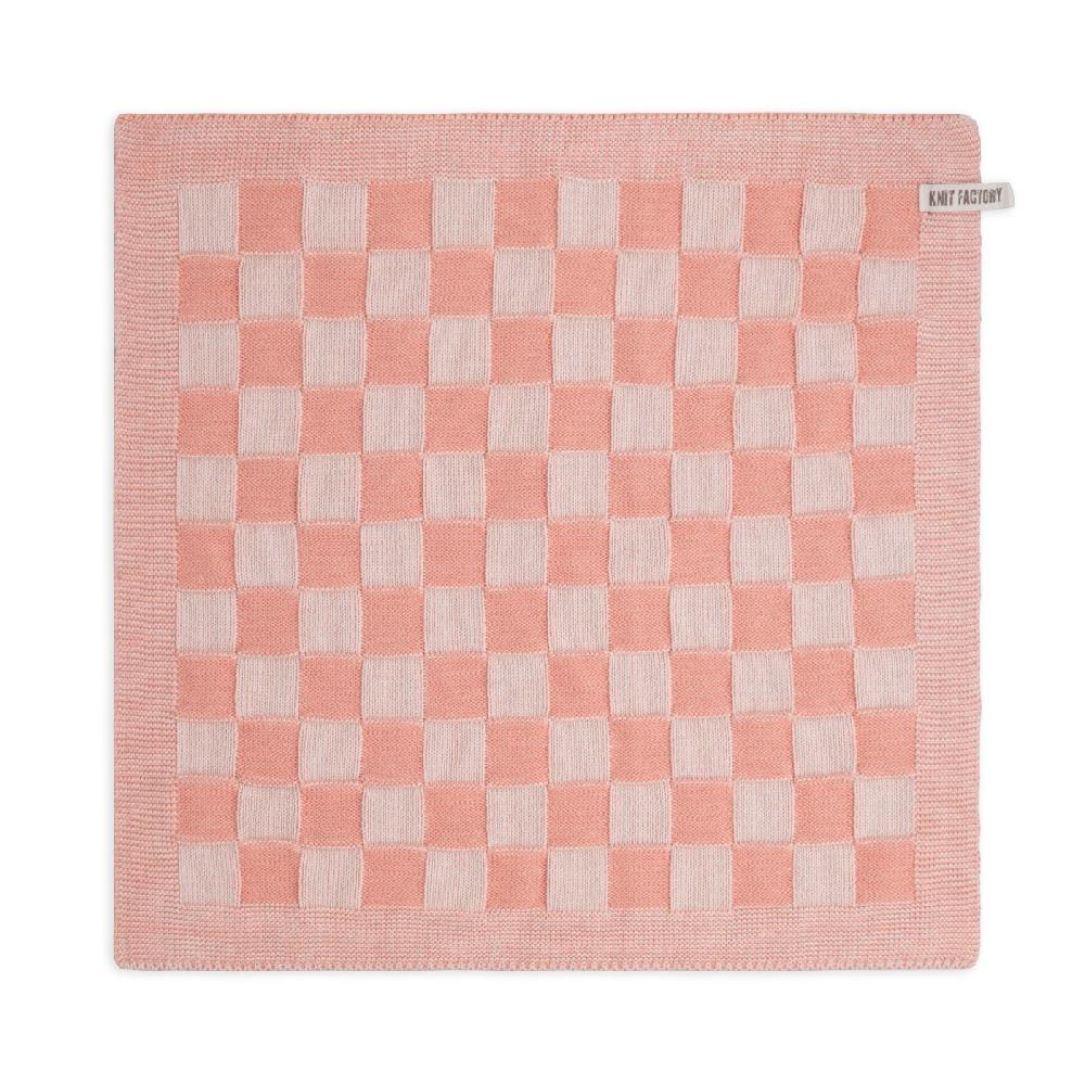 knit factory Keukendoek Block Ecru/Apricot
