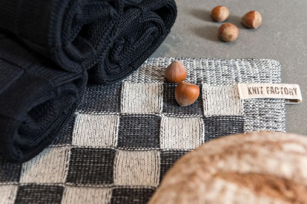 Knit Factory Keukendoek Block Ecru/Linnen
