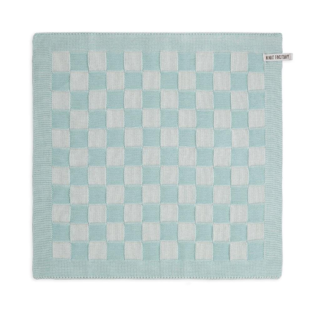 knit factory Keukendoek Block Ecru/Mint