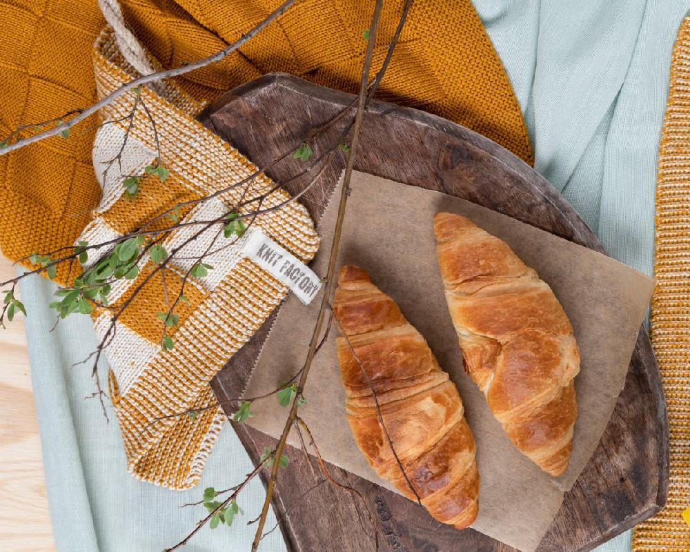 Knit Factory Keukendoek Block Ecru/Oker