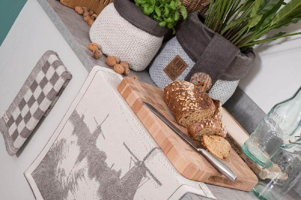 Knit Factory Keukendoek Block Ecru/Taupe