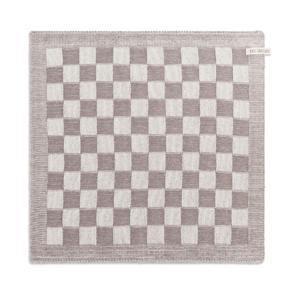 knit factory Keukendoek Block Ecru/Taupe