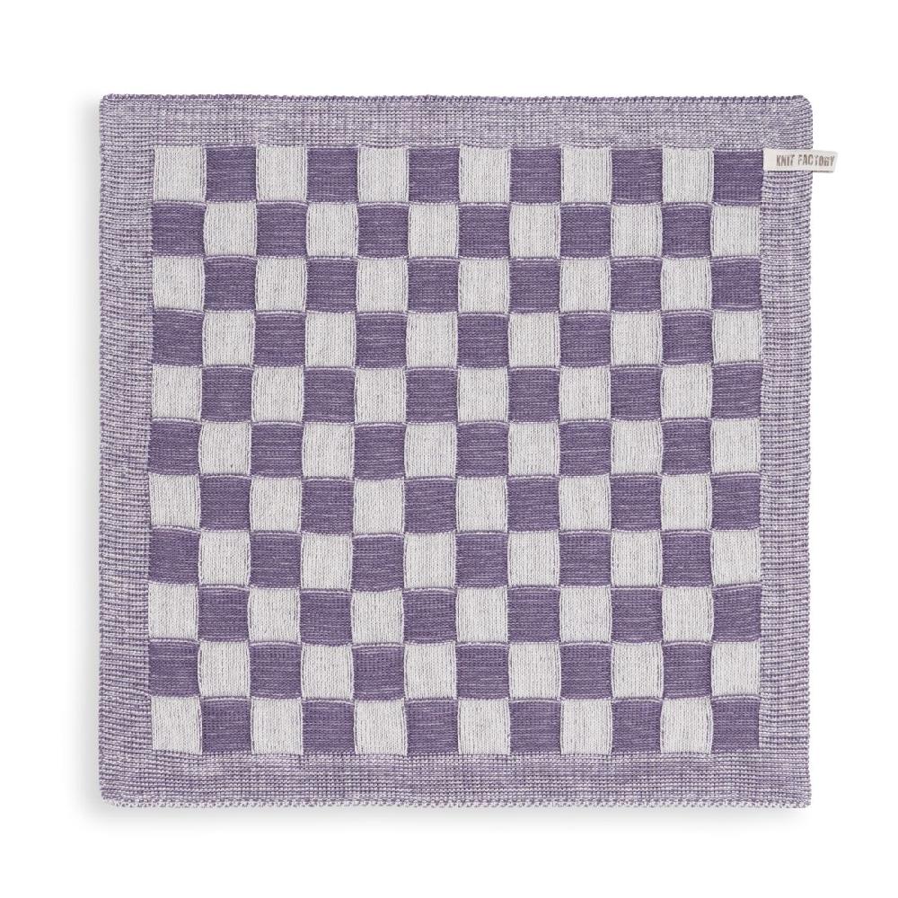 knit factory Keukendoek Block Ecru/Violet