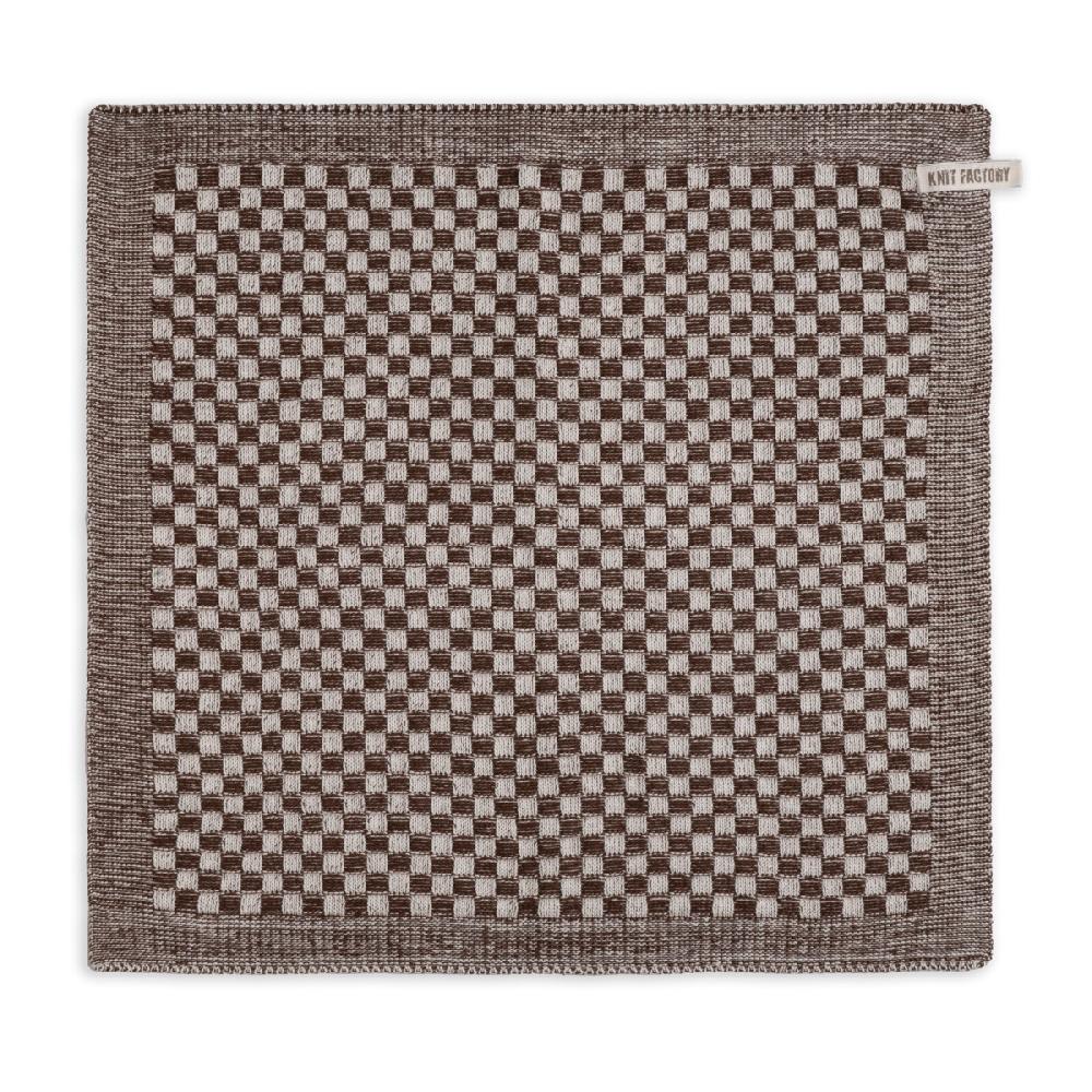 knit factory Keukendoek Cubes Ecru/Chocolate