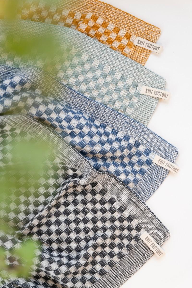 Knit Factory Keukendoek Cubes Ecru/Gold